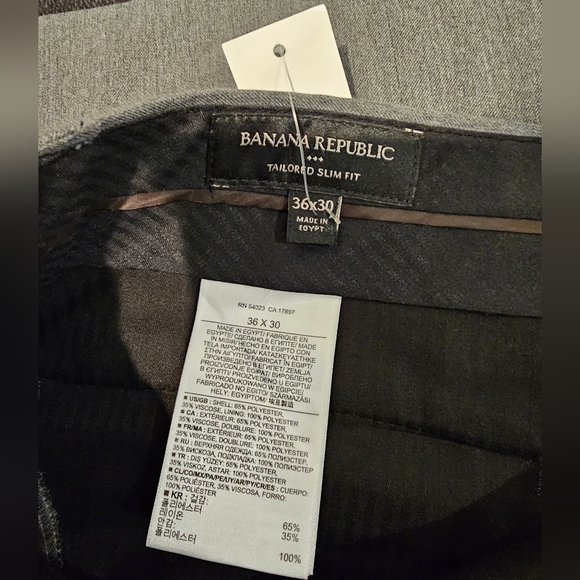 Banana Republic Men's Tailored Slim Slacks Gray 36 x 30 NWT - Picture 4 of 4
